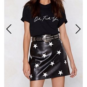 Nasty Gal size 4 faux leather mini skirt stars